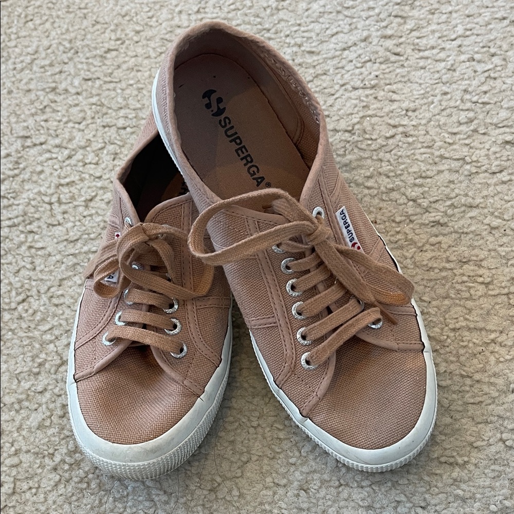 Superga 2750 Cotu Classic Canvas Sneakers - Pink/Tan Size 9.5